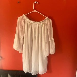 White chiffon short dress